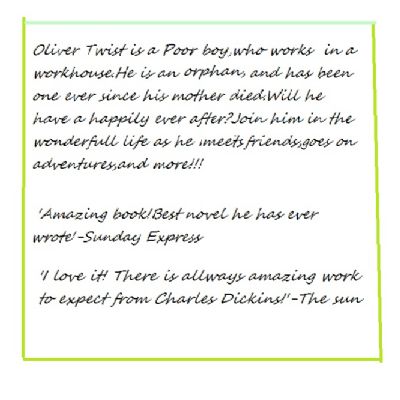 Blurb for Oliver Twist by Haniyah Year 4